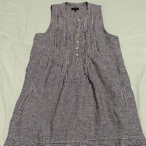 Quince Classic Mini Gingham 100% European Linen Dress – Size Medium
